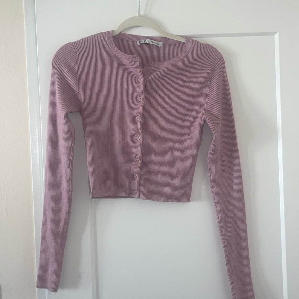 Zara cropped button up sweater